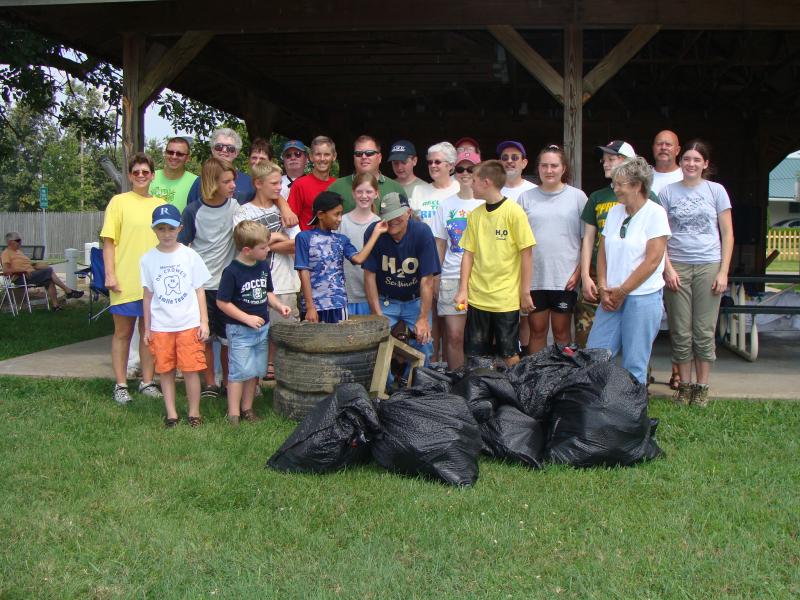 Volunteers pitched in picking up litter along the riverside
