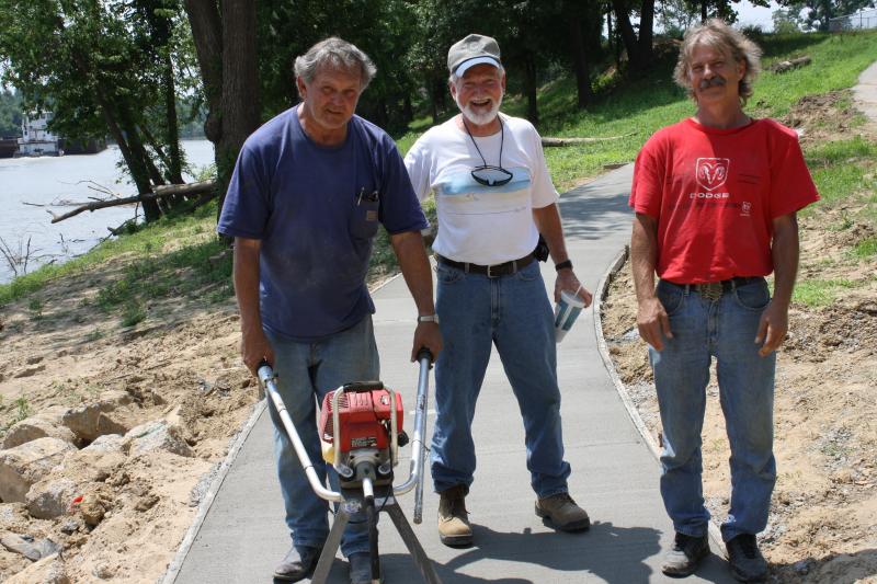 BJ Strong, Sonny Renfrow and Harold Kasinger working on the Riverwalk