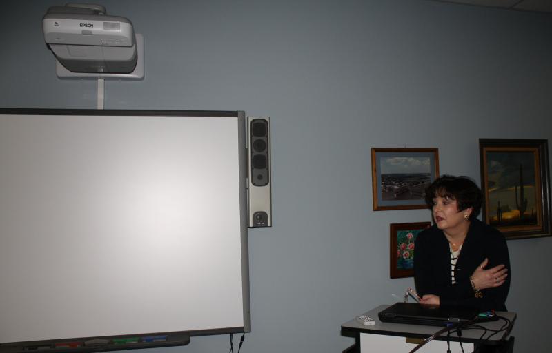 Amy Newberry working with the new White Board